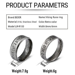 Viking Rune Stainless Steel Ring