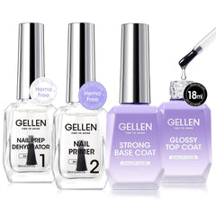 Gellen Essential Nail Kit: Dehydrator, Primer & Glossy Top Coat