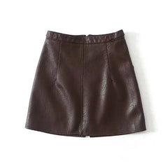 Chic High Waist PU Leather Mini Skirt