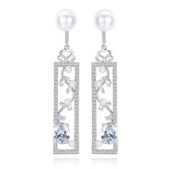 Chic Long Pearl and Opal Earrings