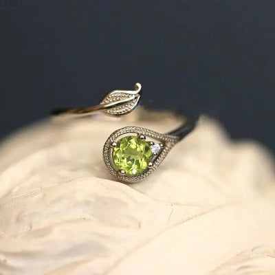 Emerald Leaf Adjustable Branch Ring