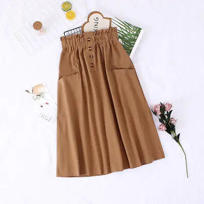 Chic Loose Cotton Mid-Length Skirt