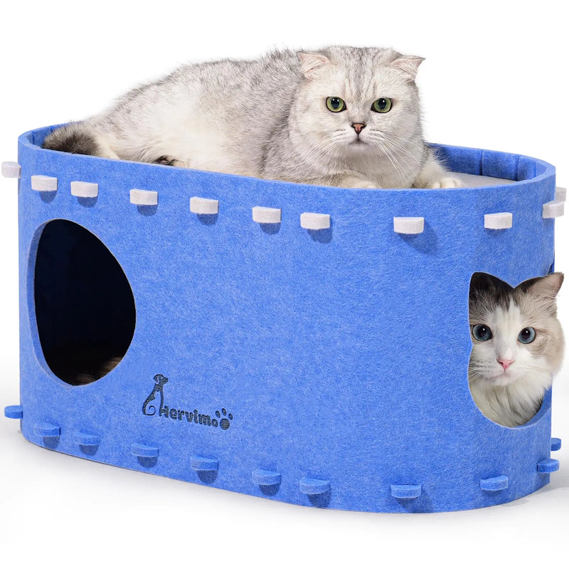 2-in-1 Peekaboo Cat Cave & Tunnel for Large Cats